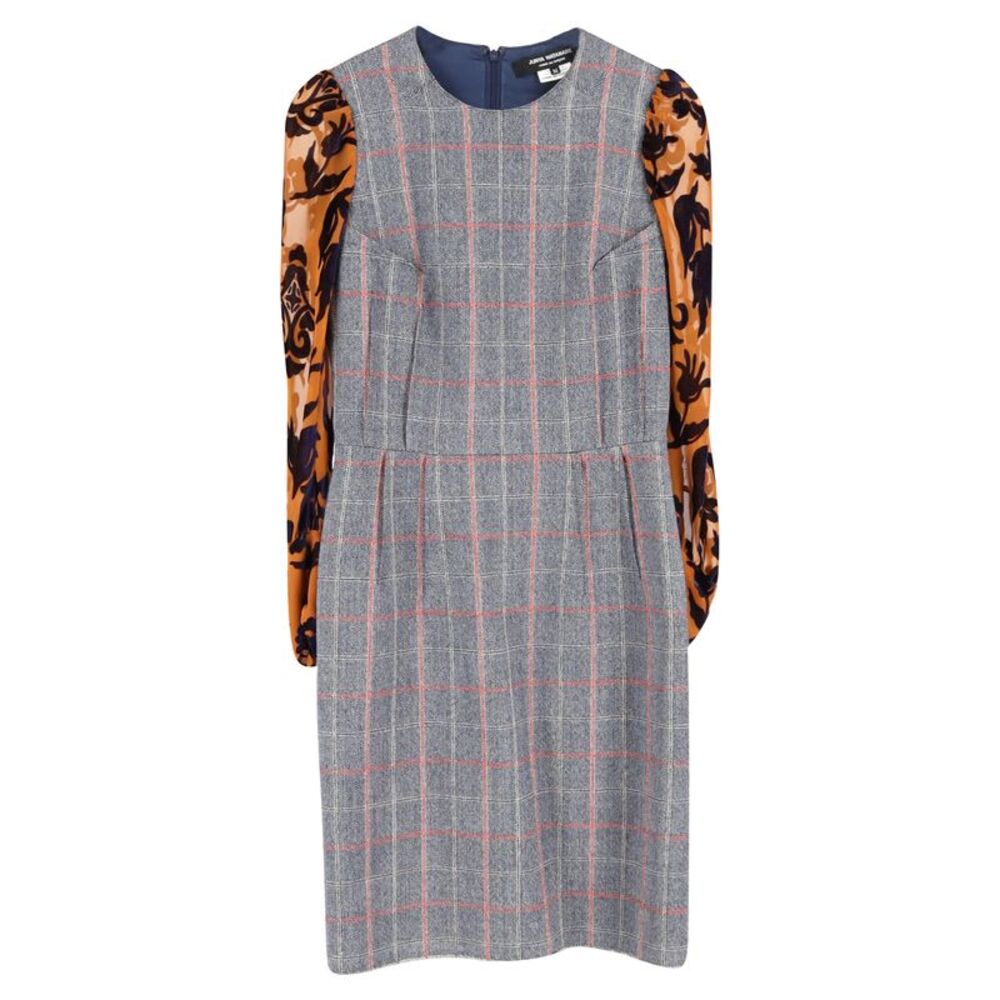 Junya Watanabe Plaid Velvet Sleeve Dress in Multicolor Wool